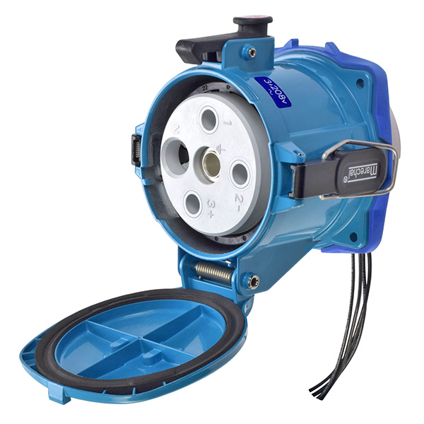 37-24163-174 - DS200 RECEPTACLE METAL BLUE SIZE 6 TYPE 3R 3P+G 200A 208 VAC 60 Hz +4 AUX